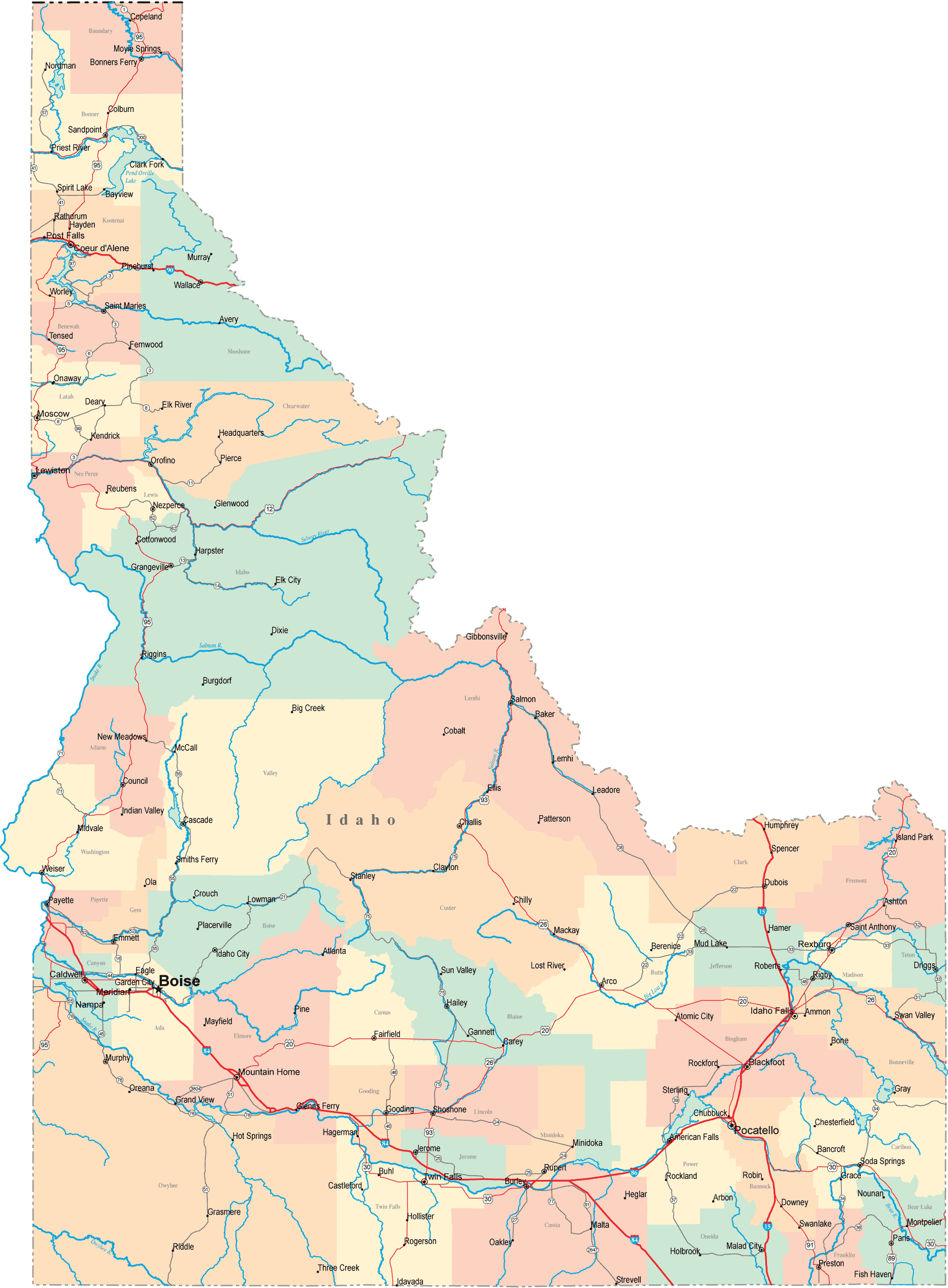 Idaho Road Map With Cities - Utd Spring 2024 Calendar